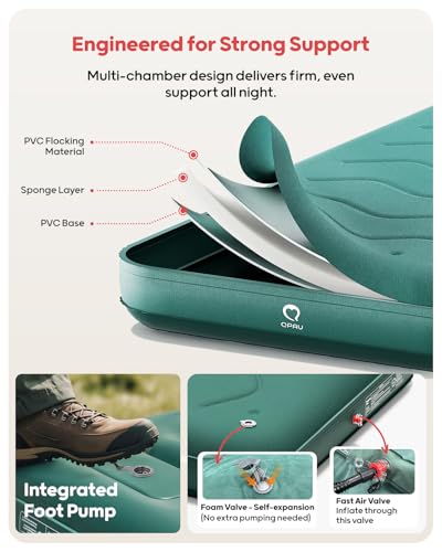 QPAU Twin Size Air Mattress Camping Pad – 9” Thick R8–10 Insulated Inflatable Mattress with Foam Comfort & Foot Pump, Twin Air Mattress for Camping, Road Trips, and Home Guests (Full Size)