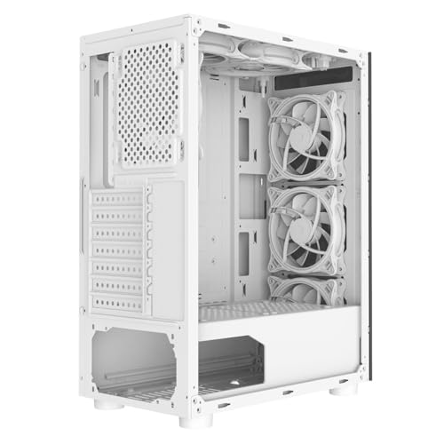 CiT Mirage White Mid-Tower PC Gaming Case with 2 Tempered Glass Panels, 6 x 120mm ARGB Dual-Ring Fans and 6-Port Hub - Image 11
