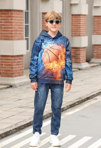 Image of uideazone Boys Girls 3D Print Graphic Sweatshirts Long Sleeve Cotton Pullover Hoodies with Pocket 3-16Y