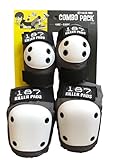 187 Killer Pads Knee Pads, Elbow Pads Combo Pack, Grey, Small / Medium