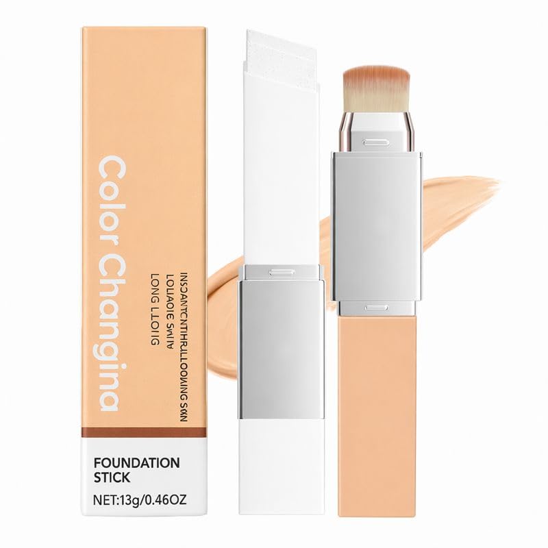 Blanc Cover Cream Stick – Korean Color Changing Foundation Stick with Volufiline & Collagen – Concealer Foundation Sticks for Dewy Skin– Makeup Foundation Stick with Detachable Brush (Natural)