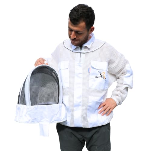 Best Bee Vareuse Apiculteur Ventilée Tissu Épais en trois couches de haute qualité, avec Fermeture Éclair robuste, Capuche Amovibl, Poches à Outils....