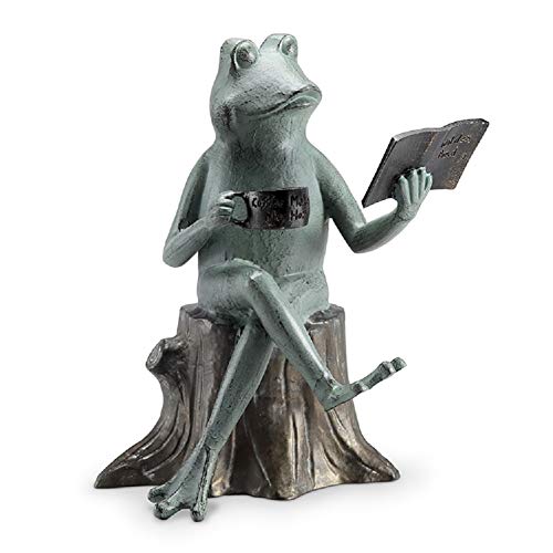 SPI Home Cast Aluminum Joy of Reading Frog Garden Sculpture