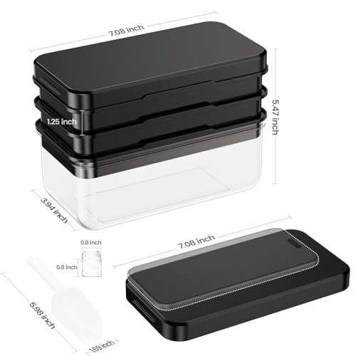 PHINOX Ice Cube Tray with Lid and Bin, 3 Pack Plastic Ice Cube Tray Molds, 84 pcs Ice Trays for freezer, Chilling Drinks, Whiskey & Cocktails, with Ice Container and Ice Scoop, BPA-Free