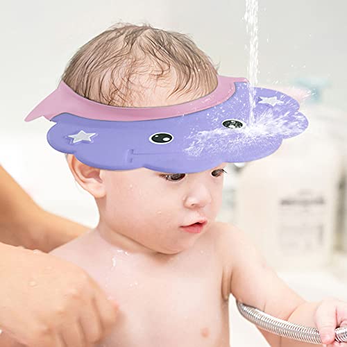 Image of 2 Pcs Baby Shower Cap Adjustable Girls Boys Hair Washing Shield Waterproof Ear Protective Shampoo Hat Soft Bath Head Cap Visor