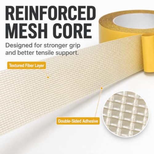 Image of Grid Double Sided Tape Heavy Duty 2Inch x 66 Feet, 2026 Upgraded Strong Adhesive Double Sided Mesh Tape, High Tack Double Sided Tape for Wall, Carpet & Floor Adhesive