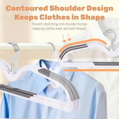 Image of 12 PCS Non Slip Plastic Hangers, Multipurpose Clothes Hangers & Cloth Hanger for Wardrobe Closet Organizer, Garment Storage Hanger for Shirts & Dresses (Groove Design Plastic Hangers 12 PCS)