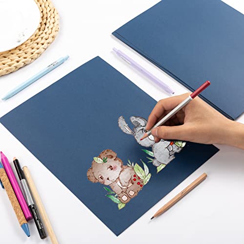 50 Sheets 8 1/2 X 14 Thick Paper Cardstock Blank Cards Colorful For Diy Crafts Cards Making, Invitations, Scrapbook Supplies (Navy Blue, 8 1/2 X 14) #TOP2