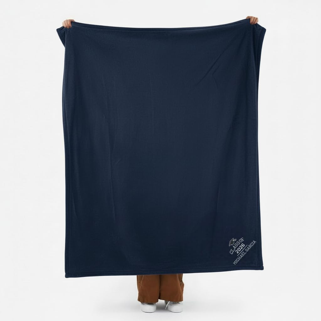 Personalization Universe The Graduate Embroidered 50" x 60" Navy Fleece Blanket
