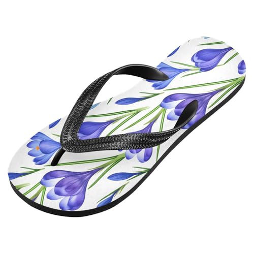 Sinestour Flower Purple Flip Flops for Beach Thong Sandals Anti-slip Lightweight Beach Slippers for Summer Swim Travel2