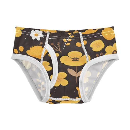 KLL Elegant Pattern with Yellow Flowers Toddler Boys Soft Athletic Underwear Cute Undies