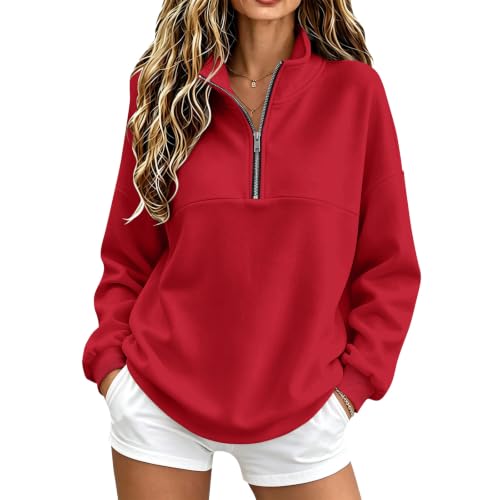 Gumipy Quarter Zip Pullover Women Loose Fit Fleece Lined Hoodie Sweat Shirt - image 1