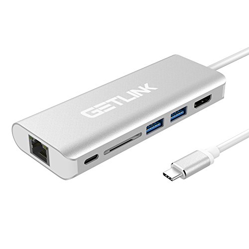 Ultimate 6-in-1 USB-C Adapter Docking Hub, Type C Thunderbolt 3 to 4K UHD HDMI Docker Converter with 2 USB 3.0, Micro SD/TF Card Reader, Power Delivery,1000Mb Ethernet Port for MacBook Pro