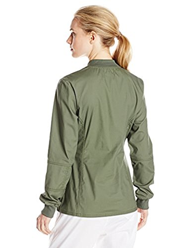 Dickies Women's Eds Signature Stretch Snap Front Warm-Up Jacket, Olive, Xxxxx-Large #TOP1