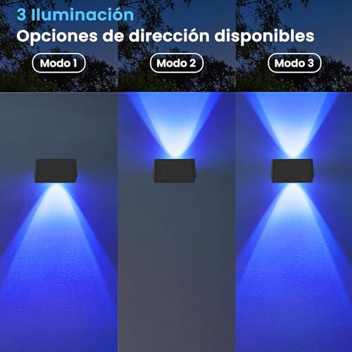 Delaiglow Lumière Solaire Extérieure Haut et Bas Lot de 6 LED Applique Murale Exterieur Blanc Chaud Éclairage Puissant 1000mAh Lampe Étanche IP67 pour Maison Jardin Terrasse - 8
