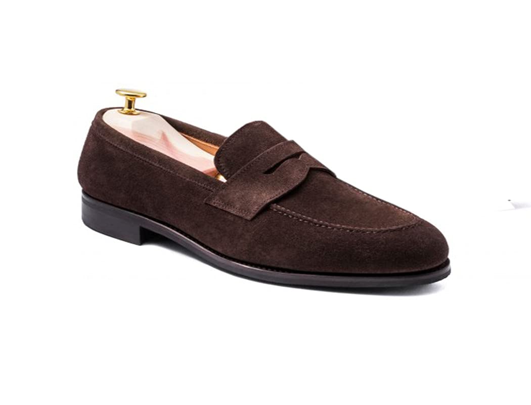Wolven Handmad Mens Polo Brown Suede Leather Loafers with Black Rubber Sole (UK 8) (B09BFGYTSM) Amazon Price History, Amazon Price Tracker
