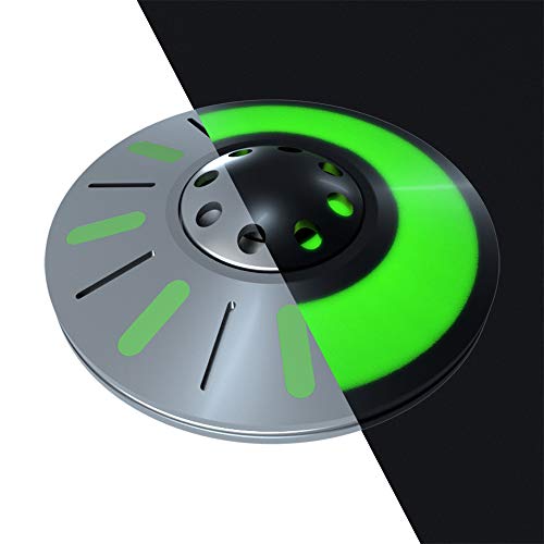 LION CITY UFO Fidget Spinner, Glow in The Dark Spaceship Spinner with Green Luminosity, Fully Metallic Toy with Replaceable Bearing, Comes with Mini Flashlight and Carrying Case (Pearl Silver)