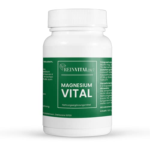 Magnesium Vital - 30 natürliche Kapseln - hochdosiert, bioverfügbar verstärkt durch Vitamin K - Blitzversand Cover