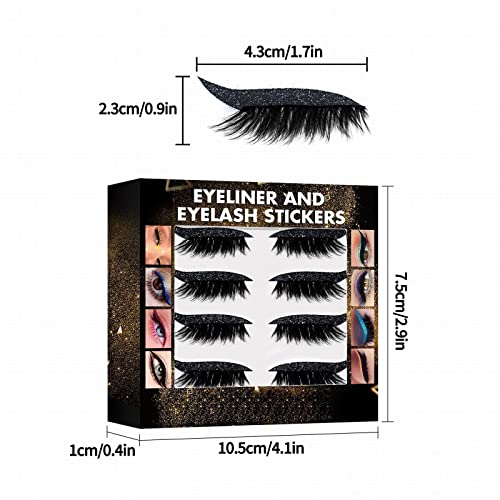 Eyeliner Eyeliner And Eyelash Stickers 7 Color Glitter Powder Eyeliner Stickers False Eyelash Stickers Stage Eye Makeup Stickers 4Ml Eyelashes Case Glitter (E, One Size) #TOP5