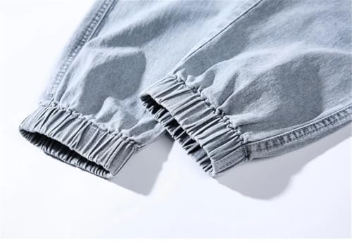 Men Cargo Streetwear Jogger Hip Hop Cotton Trousers Blue Oversized Harem Denim Jeans Gray XL4