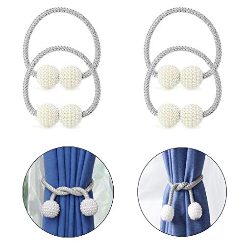 4 Piezas Imán para Cortinas Gris Abrazaderas Cortinas Hebillas de Cortina para la Decoración de la Ventana del Hotel Home Office