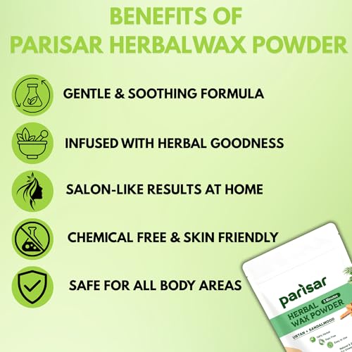 Image of Parisar Pharma Herbal Wax Powder for Women and Men 100g (Pack of 1) | Bikini Wax Powder with Ubtan & Sandalwood | Painless Hair Removal Powder for Underarms & Body | for All Skin Types