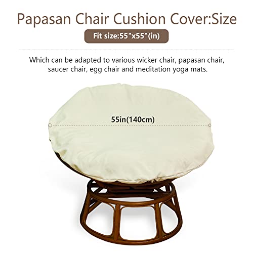 Papasan Cushion Cover Only,Water Resistant Papasan Chair Cushion Slipcover For Outdoor Lndoor,Skin-Friendly Soft Machine Washable Unfading Zippered Cover For Round Egg Chair Cushion（Khaki 55In） #TOP2