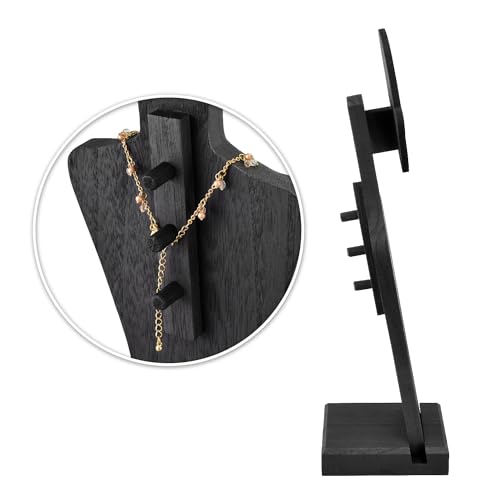 image for MOOCA Portable Wooden Mannequin Jewelry Stand, Jewelry Display Organiz