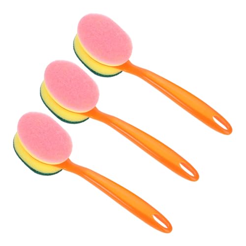 IWOWHERO 3 Cepillos De Cocina para Limpieza De Uso Doméstico Utensilios De Cocina Esponjas De Limpieza Accesorios De Cocina Cepillo para Ollas Y Sartenes Cepillo De Limpieza De Mango