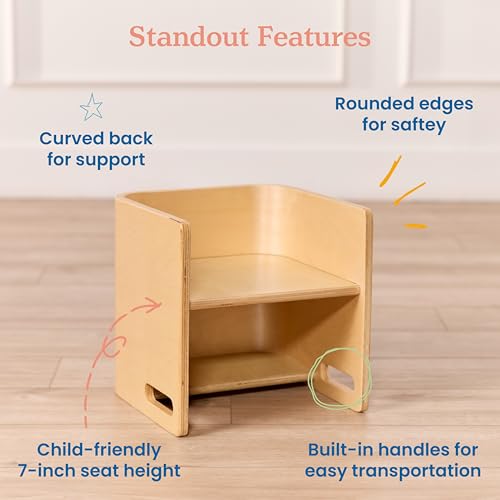 Image of ECR4Kids Bentwood Multipurpose Toddler Cube Chair, Montessori Furniture, Natural