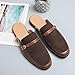 RYNKOMA Men'S Leather Splicing Low Chunky Heel Clog Mules sandals With Adjustable Buckle fashion Velvet Comfortable Slip-On Flat slingback Half Dress Loafers Non-Slip Driving Business Smoking slippers (Brown,10,10)