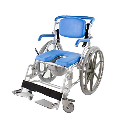 Platinum Health Bariatric Shower/Commode/Transport Chair, Heavy Duty 600lb Capacity, Padded, Retractable Arm and Foot Rests. Self-Propel Wheels. MaxiBathe Professional Shower Chair