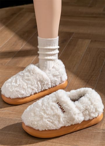 Rungion Womens Warm Furry Fleece Lined Slippers Winter Outdoor/Indoor Shoes Non-Slip Thick-Sole Ankle Boots for Home Couple Wear3