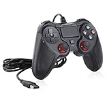 Sanliova Kabelgebunden Game Controller compatibility für PS4 / Pro / Slim / PC / Laptop with Turbo, Wired Gamepad Joystick mit Dual Vibration und Anti-Rutsch-Griff, Ergonomie, 2.2 M Kabel, Schwarz