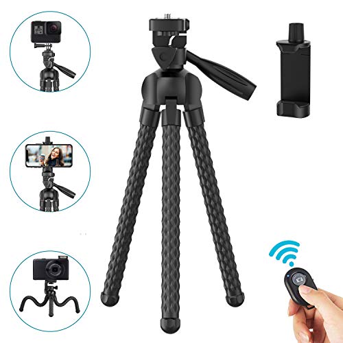Phone Tripod Flexible Upgraded, 11" Portable Cell Phone Camera Tripod Stand Holder