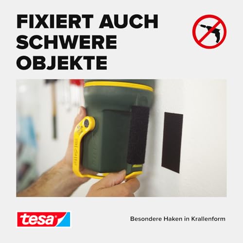 tesa On & Off Extrastarkes Klettband - Selbstklebende Klettstreifen zum Befestigen schwerer Gegenstände, extra stark - 100cm x 5 cm