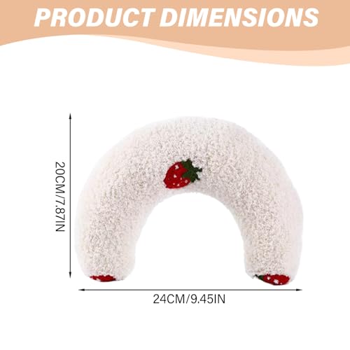 Travesseiro de pescoço de gato, travesseiro calmante para cães, em forma U com padrão morango para g