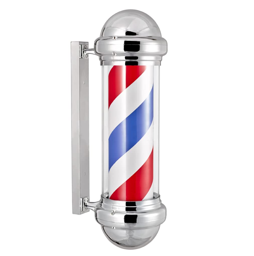 Lampy ścienne Barber Pole Light LED Outdoor Classic Hair Salon Barber Shop Open Sign Red White Blue Strips Rotacyjne dekoracyjne wodoodporne Oszczędzające energię Lampy ścienn，Blueandwhite