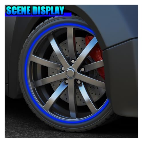 Tuxihapp 16PCS 17\'\'-19\'\' Car Wheel Stripe Reflective Stickers - Night Safety Warning Sticker Car Wheel Rim Tape Decals - Tire Rim Decorative Stripe Stickers for Motorcycle Bicycle Vehicle(Blue)