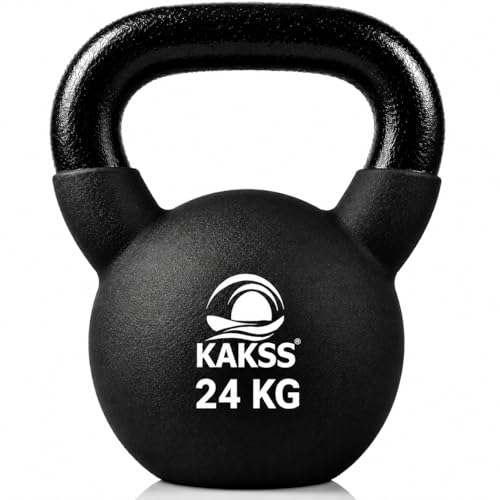 Image of Kakss Half Coating Neoprene Kettlebell (Size available: 2 KG To 40 KG) (Black, 24 KG) (PROUDLY MADE IN INDIA)