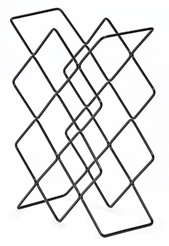 Mango Steam 10 Bottle Black Wine Rack Counter Top - Storage Organiser for Kitchen, Pantry, & Fridge