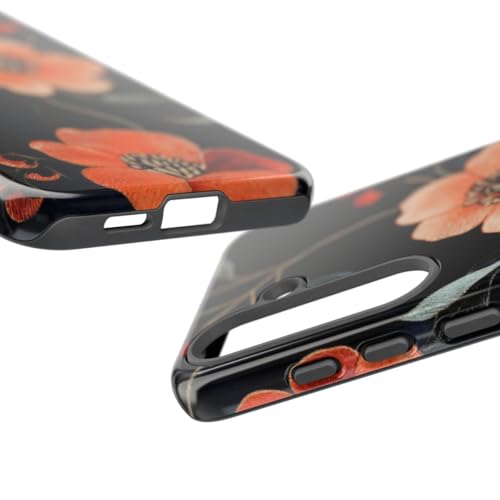 Coque Samsung S25 Plus floral brodé orange rigide antichoc - 3