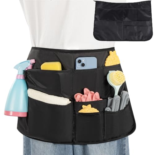 Elfzone Cleaning Apron Pockets Waterproof Work Cross Back Adjust,2pcs