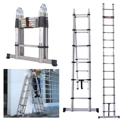 Telescoping Ladder 5m/16.4ft Heavy Duty Collapsible Ladder Extensio...