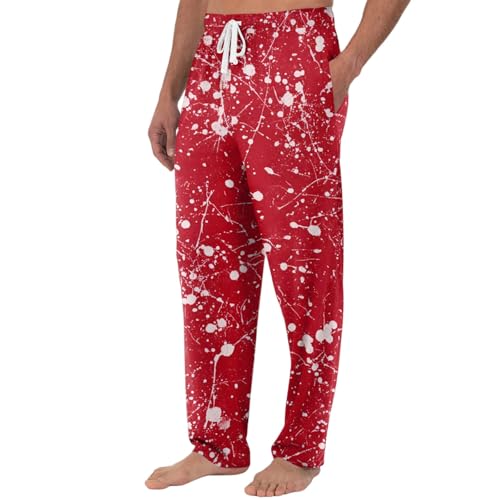 Men's Halloween Pajama Pants Blood Splash Print Jogger Sweatpants Casual Drawstring Elastic Waist Horror Trousers3