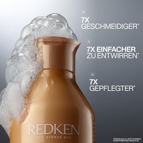 2. Bild von Redken Haarshampoo für trockenes und brüchiges Haar, Belebt und hydratisiert, Mit Omega-6 und Argan-Öl, All Soft Shampoo 300 ml (1er Pack)