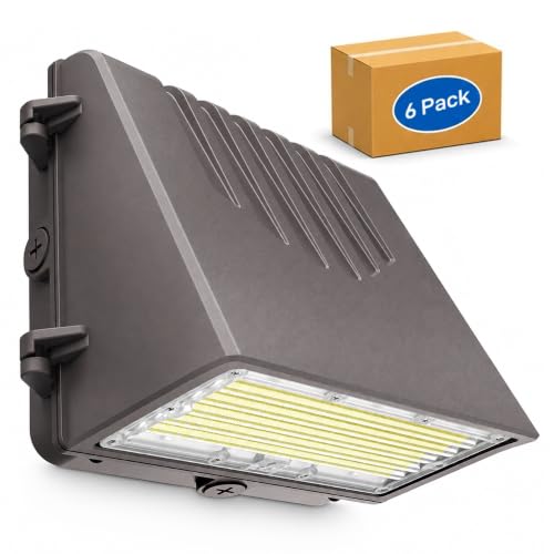 JCE Wall Pack LED Exterior Light, LED Wall Pack Light, Full-Cutoff, 60W/90W/100W/120W Selectable, 19200LM, 3000K/4000K/5000K, Photocell Sensors, IP65, 120-277V, UL Listed, (6 Pack)