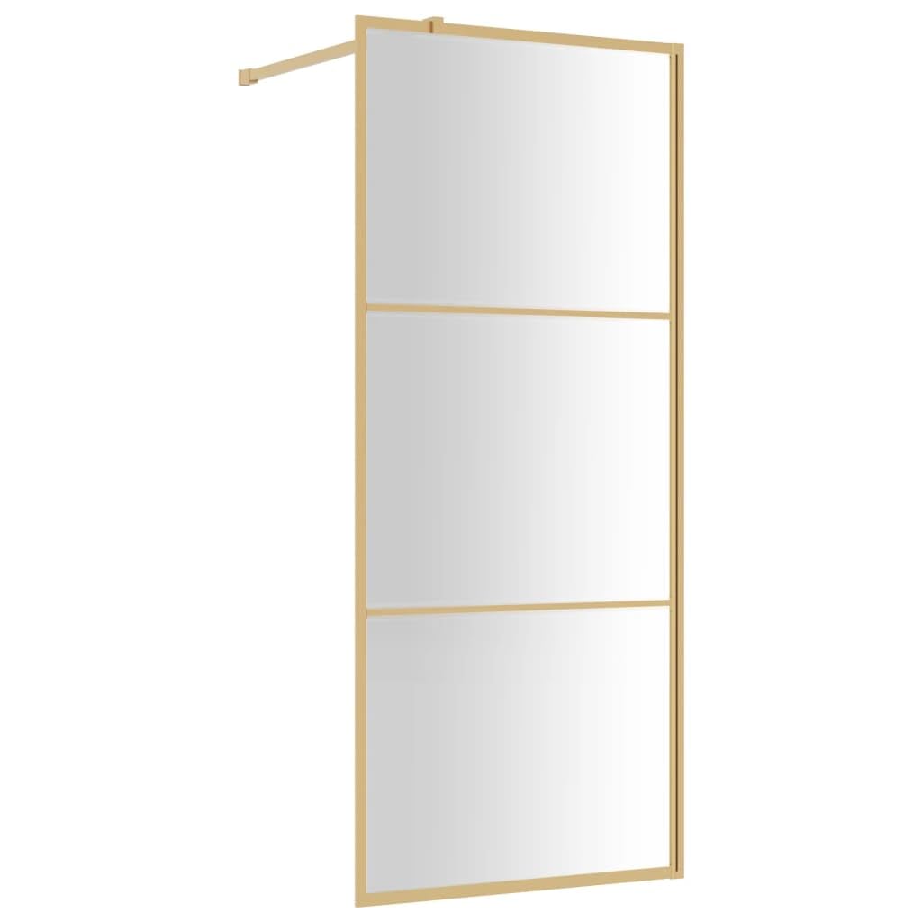 vidaXL Walk-in Shower Wall, Bath Screen for Bathroom, Shower Screen with Clear ESG Glass, Bath Panel Shower Enclosure Partition, Gold