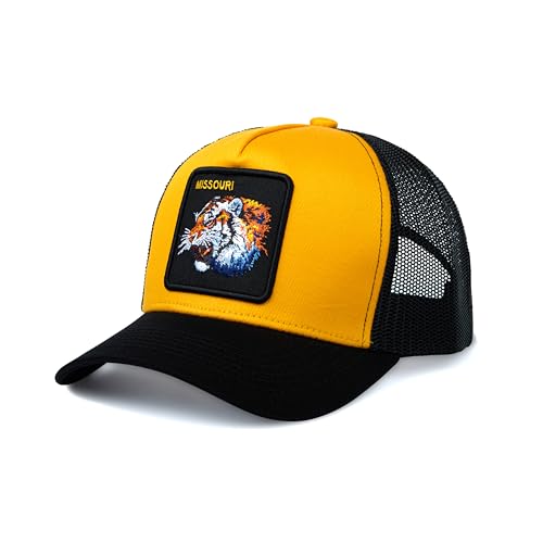 City-Flex Missouri Fan Patch Trucker Hat - Netted Snapback Baseball Cap for Men & Women (Gold/Black - Tiger)