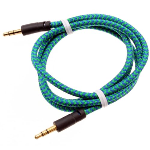 Cable Auxiliar 3.5mm Jack Trenzado Verde 1 m